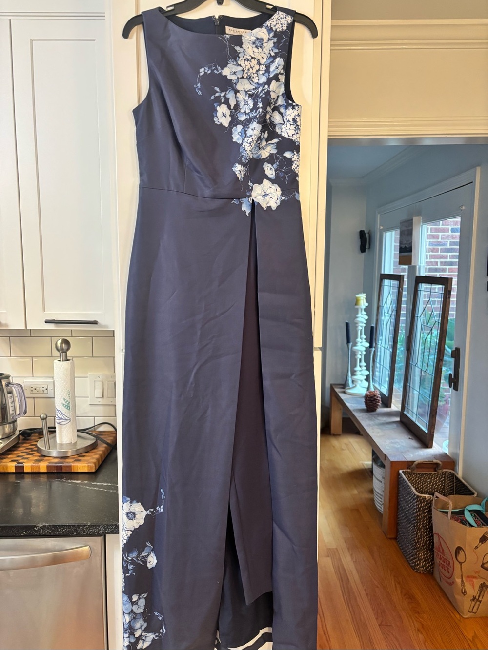 new Kay Unger ESTI WALK THRU JUMPSUIT Gown in Midnight blue floral - Picture 7 of 8